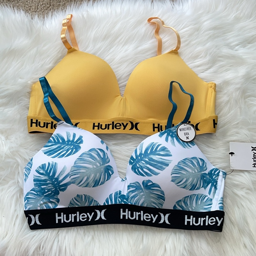 Hurley 2 Pack Wirefree No wire Push up Light Padded Bra NWT